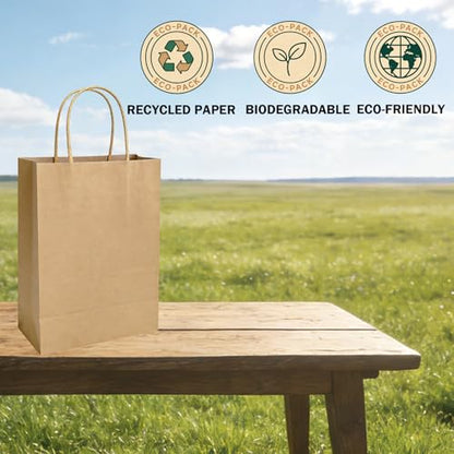 Volokitx 30 Pack 5.15×3.15×7.8 in Kraft Small Paper Bags with Handles - color: 30 Pack