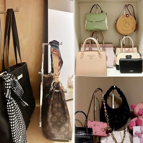 2 Pack Handbag Display Stands, Silver Purse Holder Display Stands, Adjustable Height Stainless Steel Hanger Rack for Retail Closet Vendors Display Luxury Bag Handbags Jewelry - color: Silver