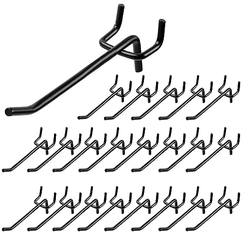 50 Pack Stainless Steel Pegboard Hooks, Hanging Peg Board Holders Peg Board Shelving Hooks 4 Inch Metal Display Hooks for Garage Storage Organizer(Black)