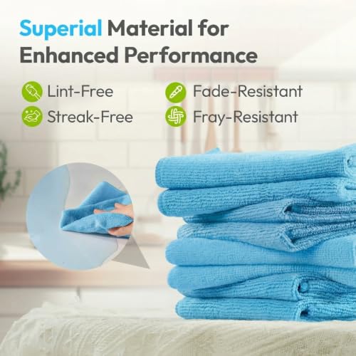 Microfiber Cleaning Cloth 12 Pack, 12 x 12 Inch,Blue - color: Blue