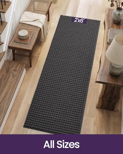 DEXI Hallway Runner Rug 24x72, Non Slip Runner Rugs Washable, Dark Grey - color: Dark Grey, size: 24'' x 72''(Runner)