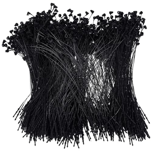 2000Pcs 5 Inch Plastic Black Tag Loops Hang Tag String Security Price Tags Fastener Ring Adjustable Snap Lock Pin Safety Loop Ties for Retail Store Clothing Accessories Price Tag Diy Craft