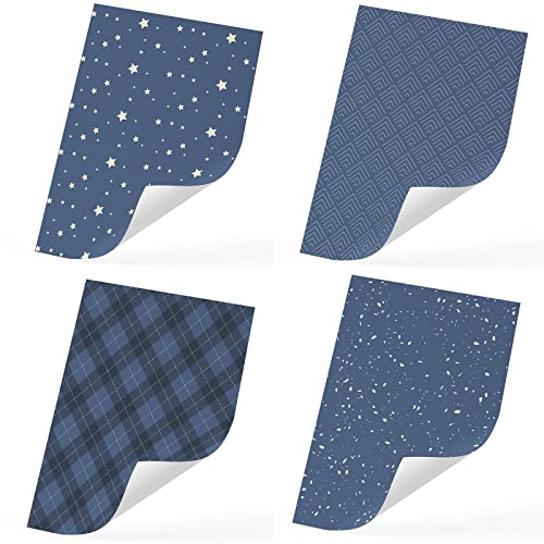 Ulmasinn Wrapping Paper Flat 8 Sheets for Birthday, Holiday, Father'S Day, Weddings, Graduations, Navy Printed with Geometric Patterns, Checks, Stars, Spots 20 X 29 Inches Each - color: Birthday deep blue