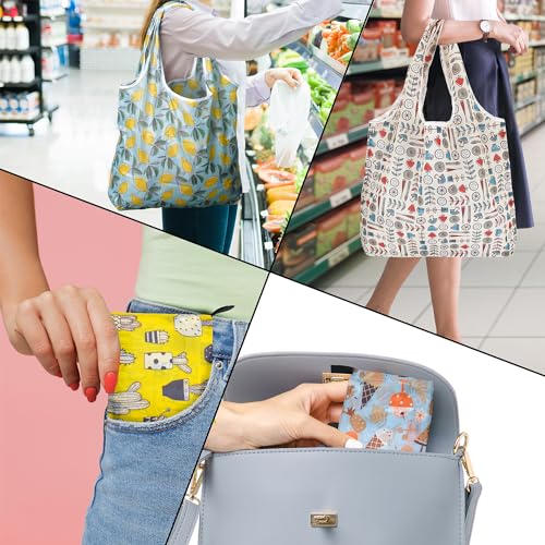 Reusable Grocery Bags, Gift-Ready Packaging, A Fun & Practical Gift - color: Summer 4 Pack