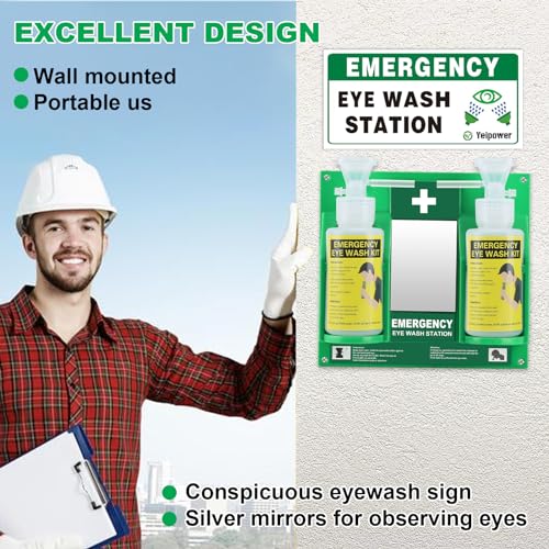 Portable Eyewash Station Kit OSHA-Approved - Yeipower Emergency Eye Wash Flush Bottles Wall Mounted 16oz No Solution - color: 1 Pcs