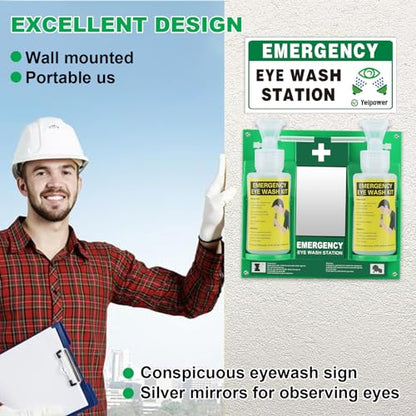 Portable Eyewash Station Kit OSHA-Approved - Yeipower Emergency Eye Wash Flush Bottles Wall Mounted 16oz No Solution - color: 1 Pcs