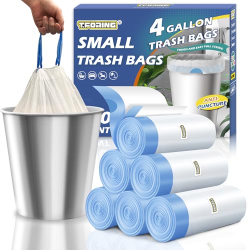 Small Trash Bags 4 Gallon Drawstring,1.1 Mil,Unscented,120 Count - color: 4gal-120