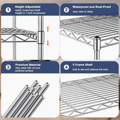 2-Tier Heavy Duty Metal Shelving Unit,Wire Shelf Rack with Lockable Wheels - size: 2-Tier,36"x18"x19.5"(WxDxH）
