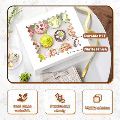 RYDDOY 4 Pack White Cupcake Boxes, Hold 12 Count Cupcake, Cupcake Carriers - color: White