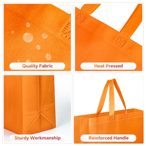 24 Pack Reusable Grocery Bags, Colorful Non-Woven Shopping Bags, Foldable Tote Bags Bulk