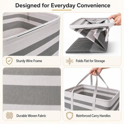 BOOMIBOO 2 Pack Large Laundry Basket,Waterproof Freestanding Laundry Hamper,Collapsible Clothes Basket with Easy Carry Handles in Laundry Room Bathroom Bedroom Dorm,Gradient Grey,100L - color: Gradient Grey, size: 100L