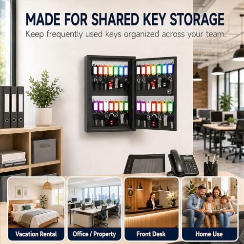 WeHere 28 Key Lock Box Wall Mount, Smart Key Cabinet with Keypad for Office - size: 28-keys