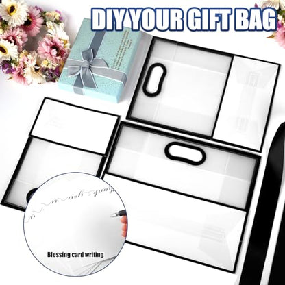 GAWBYET 24 Pcs Clear Plastic Gift Bags with Handles,Black - color: 8.6x12x4 Inch