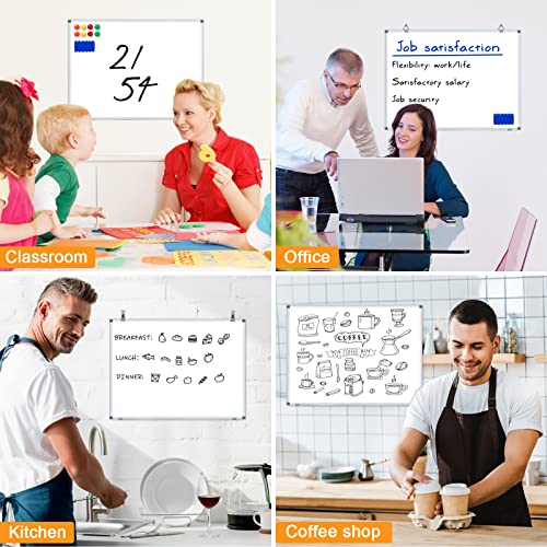H-Qprobd White Board Dry Erase Whiteboard for Wall, 18"x24" Hanging Wall Mounted Magnetic Whiteboard Aluminium Frame for Home, Office, School, Kitchen - size: 24"x18"