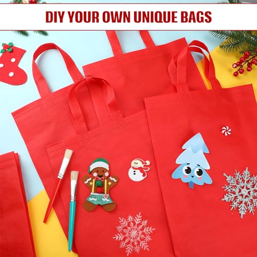 Amylove 80 Pcs Non Woven Tote Bags Bulk Large Reusable Gift Bag Reusable Grocery Bags, 15 x 11. 8 x 4 Inches - color: Red