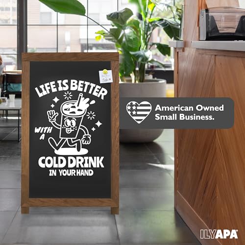 Ilyapa A Frame Sign Holder & Chalkboard Easel - Sandwich Board, 28x41 In - color: Barnwood, size: 41x28 Chalk