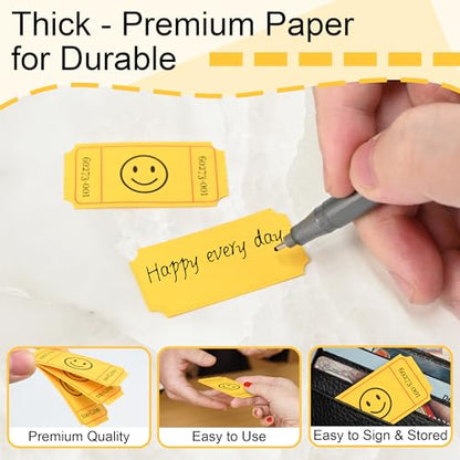 LLIKED 500 Raffle Tickets 1x2inch Smile Yellow Single Roll for Events - color: Yellow, size: 1"x2"