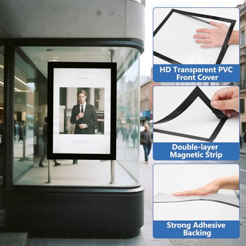 NUITPY 25 Pack Magnetic Sign Holder, 8.5in x 11in Magnetic Paper Holder - size: 8.5in x 11in-25Pack