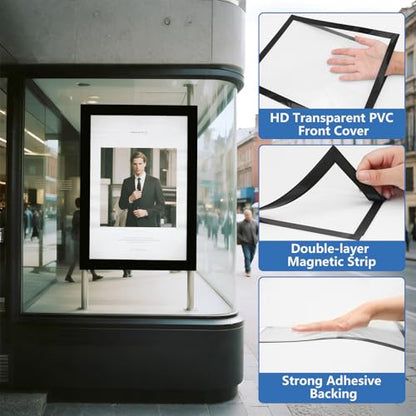 NUITPY 25 Pack Magnetic Sign Holder, 8.5in x 11in Magnetic Paper Holder - size: 8.5in x 11in-25Pack