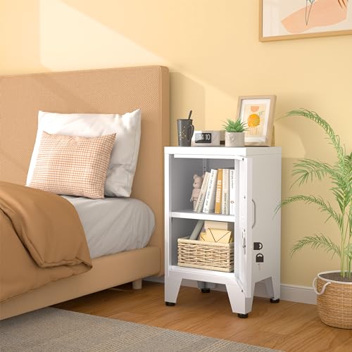 pozdeg 24.5" White Lockable Steel Small Employee Storage Locker - color: White, size: 11.8"D x 13.8"W x 24.5"H