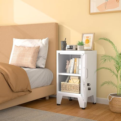 pozdeg 24.5" White Lockable Steel Small Employee Storage Locker - color: White, size: 11.8"D x 13.8"W x 24.5"H
