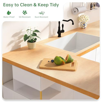 Shelf and Drawer Liner for Kitchen Cabinet Non-Adhesive 24IN x 10FT - color: Clear, size: 24"W x 120"L