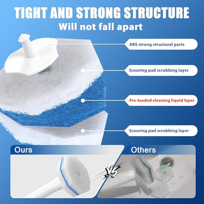 Disposable Toilet Bowl Cleaner Wand and Holder Set with 30 Refills