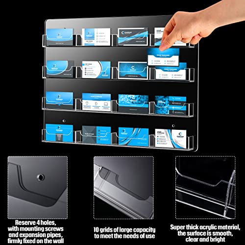 Hillban Acrylic Business Card Holder Wall Mount Office, 16 Pockets - size: 16 Pockets