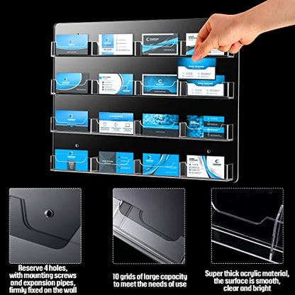Hillban Acrylic Business Card Holder Wall Mount Office, 16 Pockets - size: 16 Pockets
