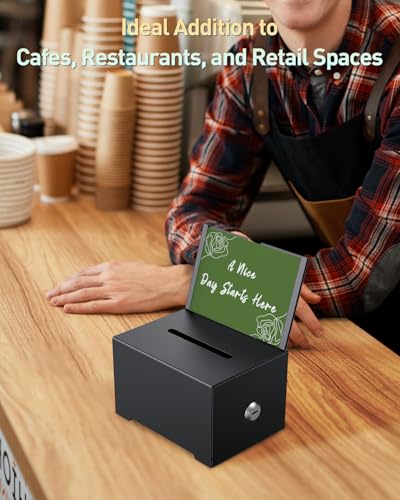 Uniclife 2 Pack 6.4"x 4.7" x 4" Black Metal Donation Box with Slot Lock - size: 2 Pack