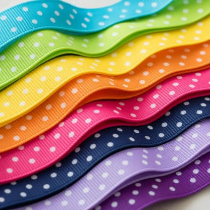 QingHan Grosgrain Ribbons for Crafts Gifts Wrapping 3/8" Boutique Polka Dot Fabric Ribbon 40yd (20 x 2yd) - color: 3/8 Polka Dot