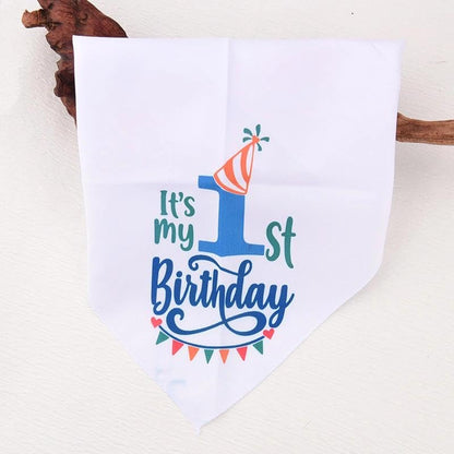 Dog 1st Birthday Boy Bandana Scarf Puppy Scarf First Birthday Scarf for Boy Small Medium Large Pet Dogs One Year Old Bday Party Accessories - color: 1st Boy
