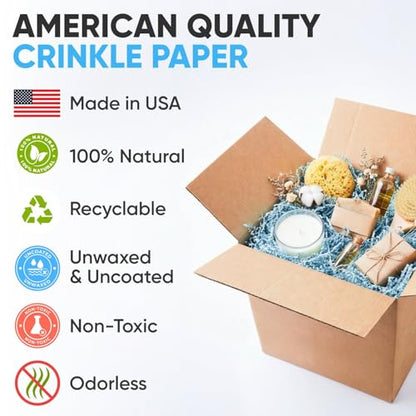 1 Cu Ft Ready To Ship Carton with Light Blue Crinkle Paper 12x12x12" - color: Light Blue, size: Single Wall Box