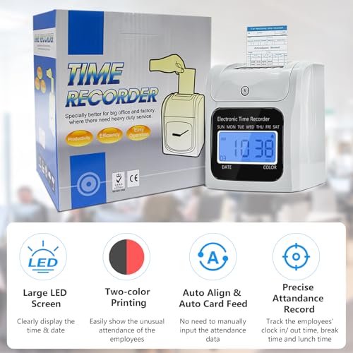 TooCust Time Clock Bundle with 200 Time Cards, 4 Ink Ribbons, 2 Ten-Slot Time Card Racks, & 2 Security Keys, Auto-Align Employee Time Clocks for Small Business - style: TC200CARDS