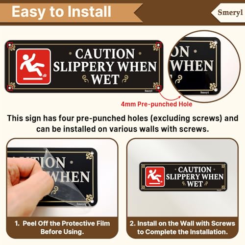 Caution Slippery When Wet Signs With Self-Adhesive Backing