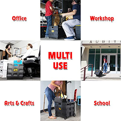 dbest Products Quik Cart Without Lid Collapsible Rolling Crate - Black - color: Black, style: Topless