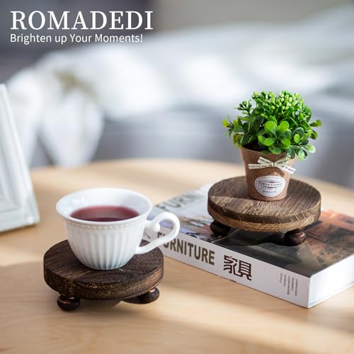 Romadedi Brown Wood Riser, Pillar Candle Holder, 4.7 in, 4 Packs - color: Brown, size: 4 PCS