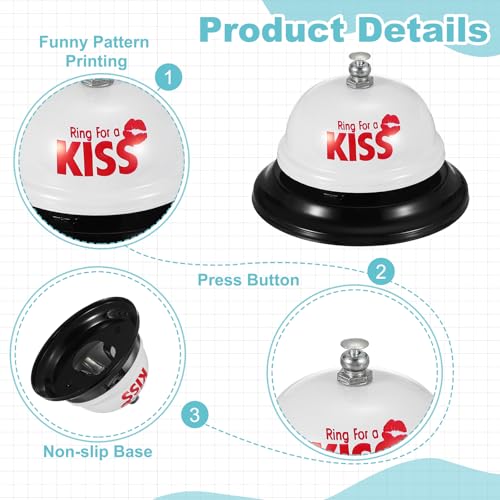 PATIKIL Desk Bell, 3.3" Service Call Bell Ringing, KISS, White - color: White(kiss)