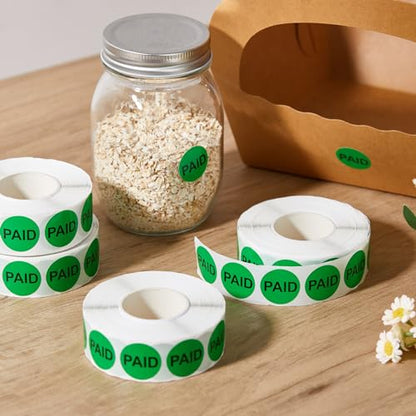 Zhanmai 5roll 5000pcs 1" Paid Sticker Self Adhesive Label Fluorescent Green - color: Green