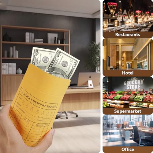28lb 500Pcs Cash Deposit Envelopes with Self Seal Closure – Cash Envelopes for Small Businesses, 9 1/2 x 4 Money Envelopes for Retailers & Restaurants