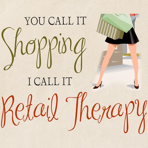 CafePress Retail Therapy Tote Bag Reusable Natural Beige Canvas Shopping Bag - size: Medium