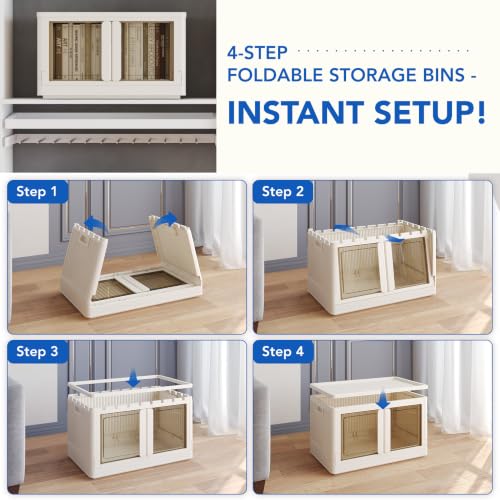FLEXIMOUNTS 110 QT Stackable Plastic Storage Bins With Lids, Milky White - color: Milky White, size: 37 Qt-3 Pack