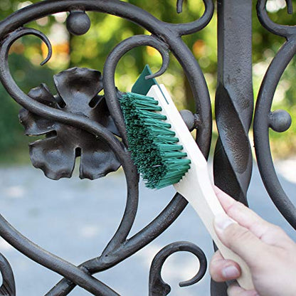 Heavy Duty Scrubbing Brush - Stiff Bristle Scraper, Wooden Handle, Universal Outdoor Cleaning Tool