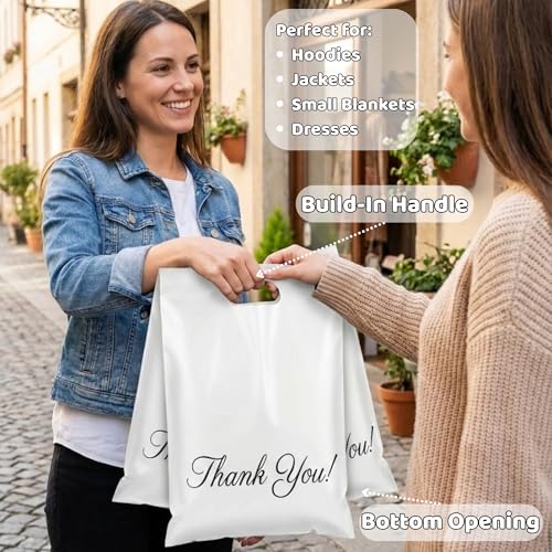 Donyson White Poly Mailers with Handle, 12x15, 50 Pack, Shipping Bags - color: White, size: 12x15 (50 Pack)