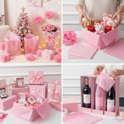 500 Sheets Pink Tissue Paper Bulk 15 x 20 Inch for Wedding Birthday Gifts - color: Pink, size: 15 x 20 Inch