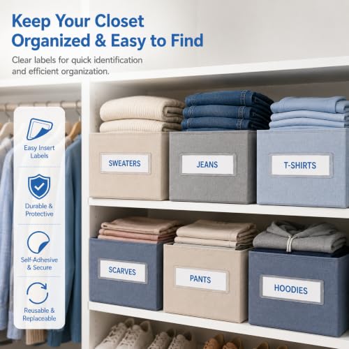 Epakh 50 Pcs Self Adhesive Label Holders 1.2 x 4.3 in Shelf Tag Pockets