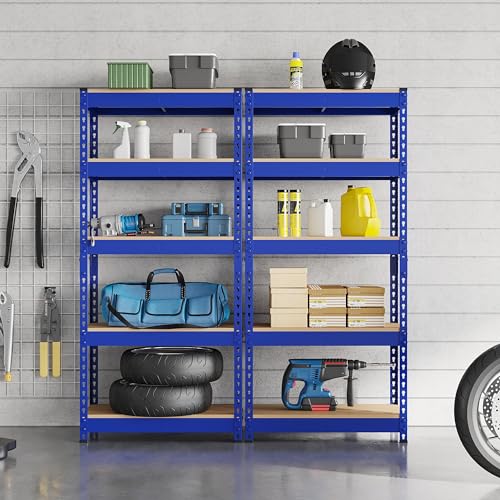 Topeakmart 5 Tier Metal Storage Shelving Unit, 27.5x12x60 Inch, Blue - color: Blue, size: 27.5 x 12 x 60 Inch