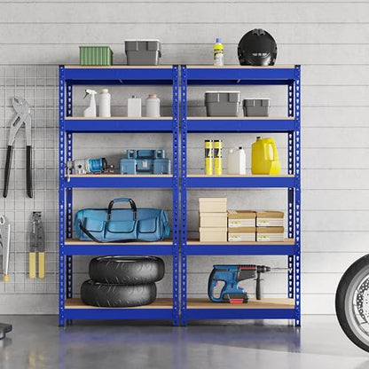 Topeakmart 5 Tier Metal Storage Shelving Unit, 27.5x12x60 Inch, Blue - color: Blue, size: 27.5 x 12 x 60 Inch