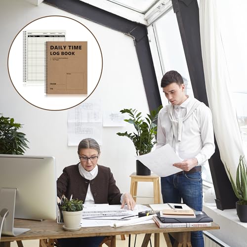 3 Pcs Daily Time Sheet Log Book Spiral 120 Pages 8.5x11 Inch Binder Work Hours Log Book Payroll Record Book Timesheet logbook Daily Journal Weekly Time Sheet Book for Small Business Office (3)