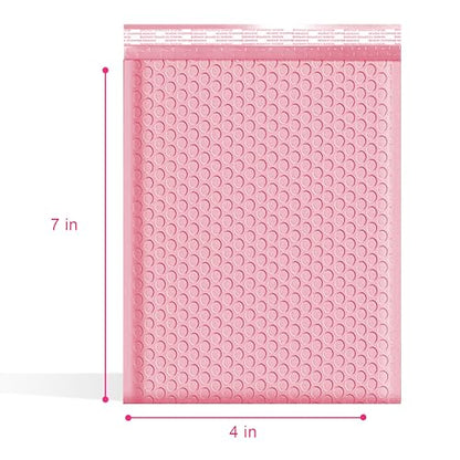 Light Pink Bubble Mailers 4x8, Poly Padded Envelopes #000, 500 Pack - color: Light Pink, size: 4"x8" / 500 Pack